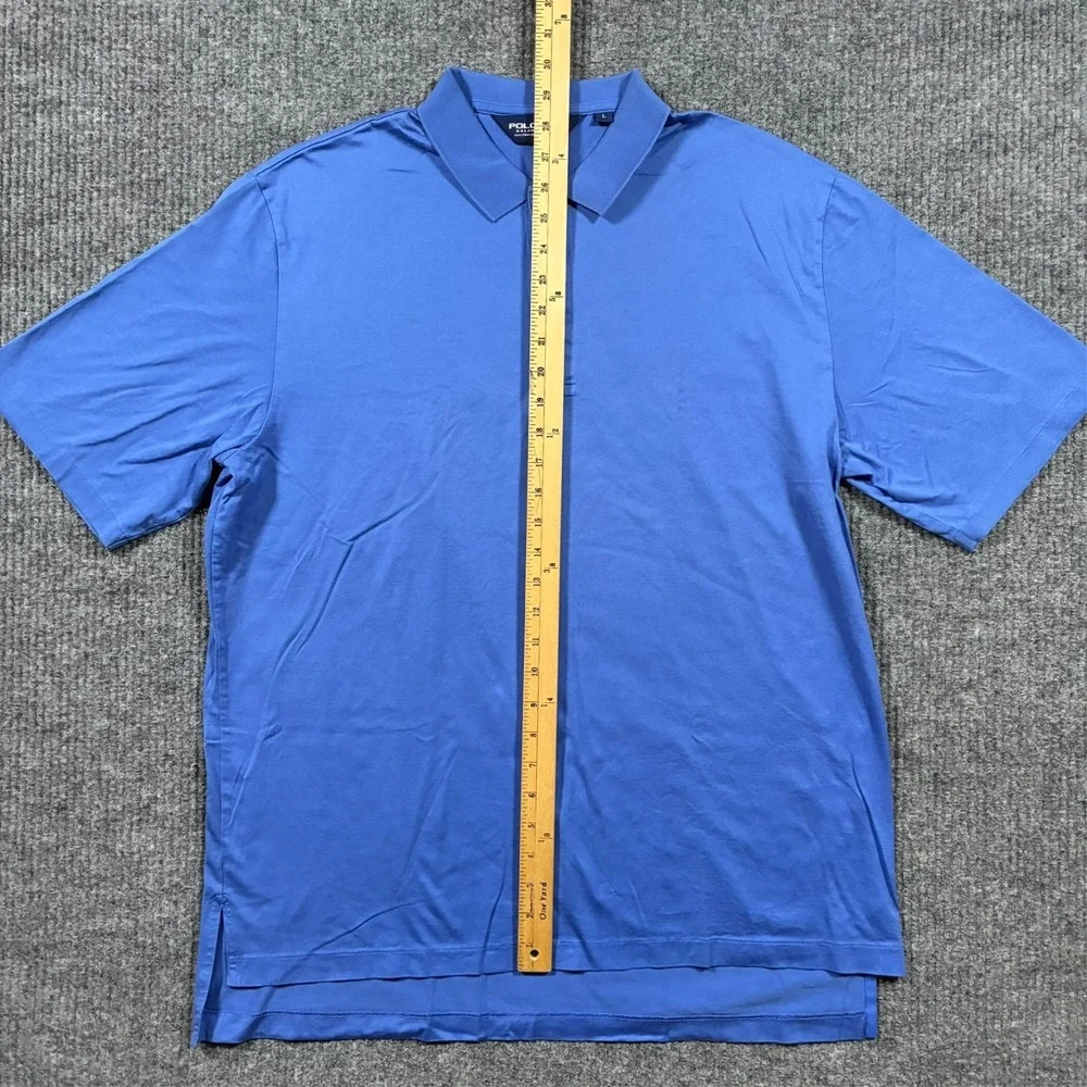 Polo Golf Ralph Lauren Men's Polo Shirt L Blue Pima Cotton High-Low Short Sleeve